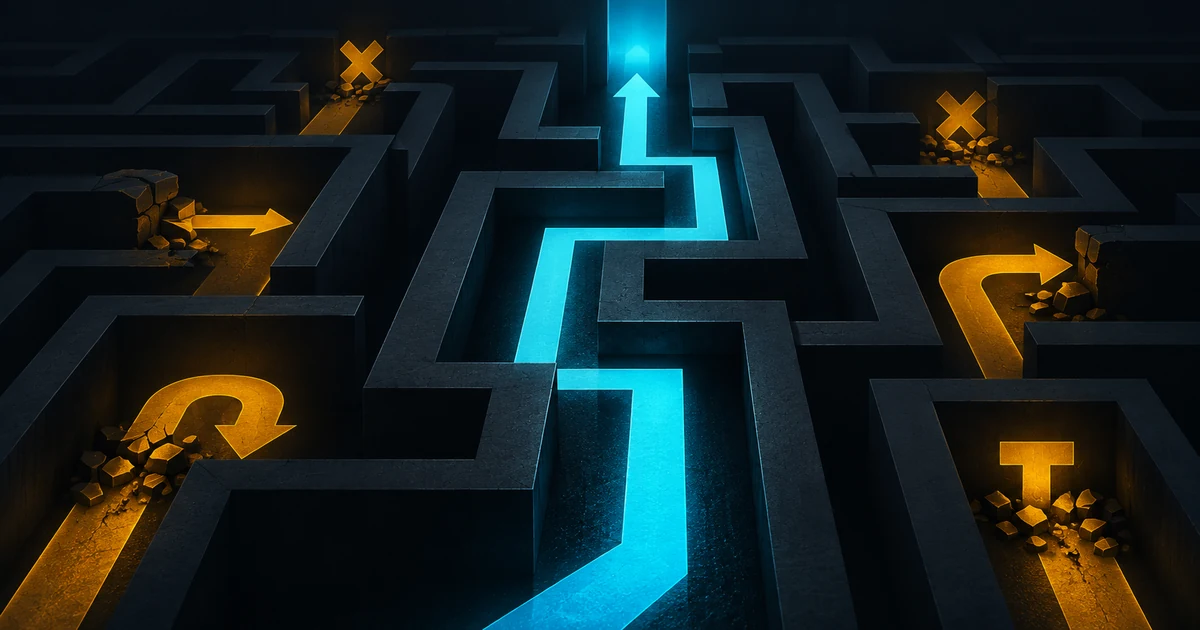 affiliate-marketing-mistakes-featured Affiliate marketing mistakes: a maze showing wrong turns vs the right approach