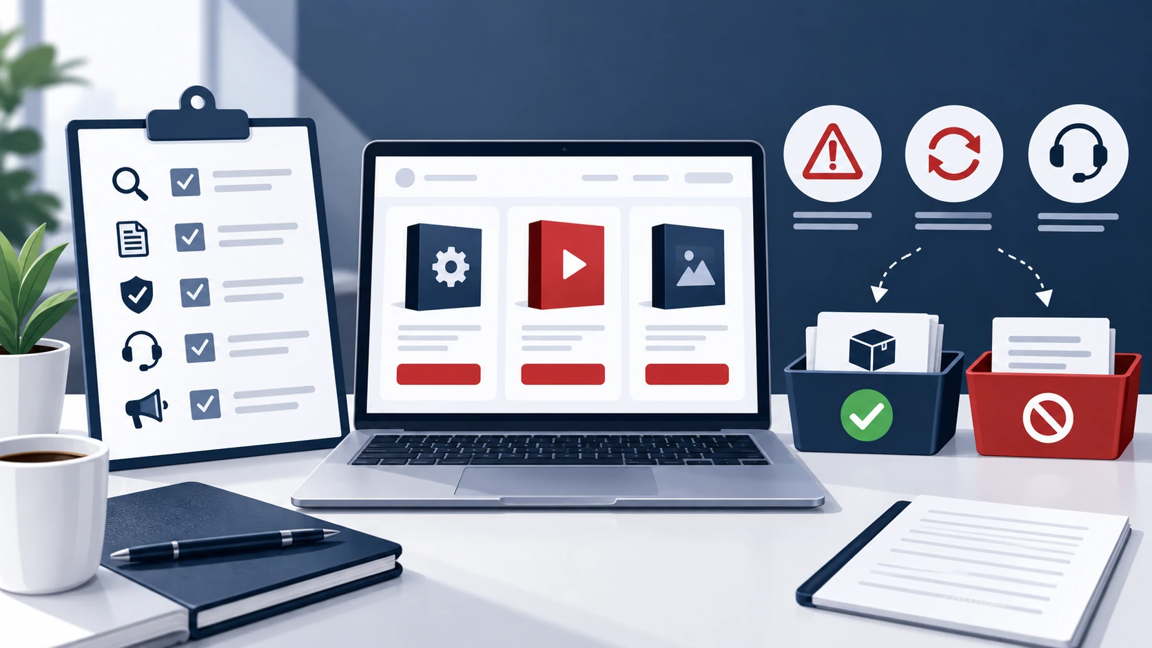 warriorplus-review-featured WarriorPlus review illustration showing a buyer checklist, marketplace offers, refund terms, support path, and affiliate disclosure.